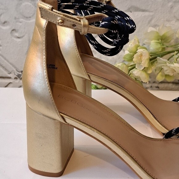 BCBGENERATION TELILA ANKLE STRAP SANDAL IN GOLD SIZE 8.5M - Picture 12 of 16